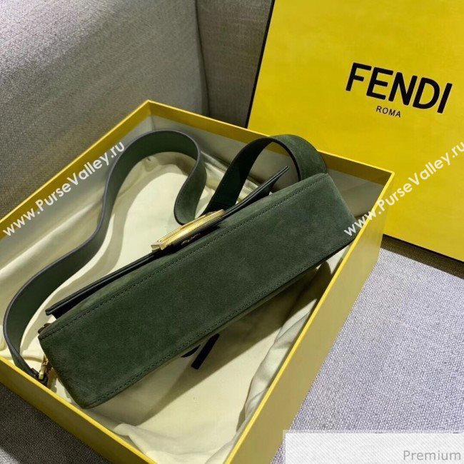 Fendi Medium Baguette Suede Shoulder Bag Green 2019 (AFEI-9041276)