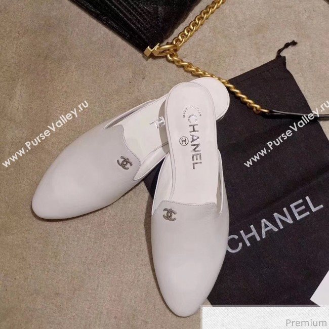 Chanel Flat Mules G34303 White 2019 (DLY-9041010)