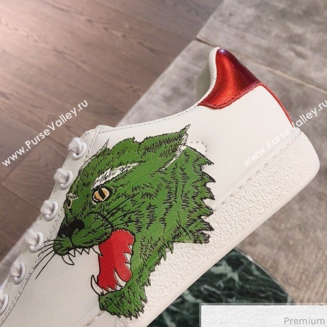 Gucci Ace Sneaker with Wolf Print 553385 White 2019(For Women and Men) (KL-9031124)