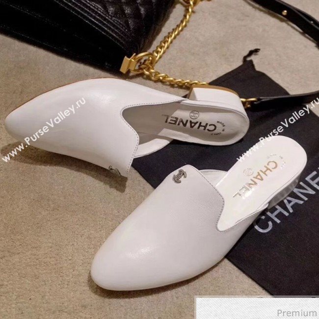 Chanel Flat Mules G34303 White 2019 (DLY-9041010)