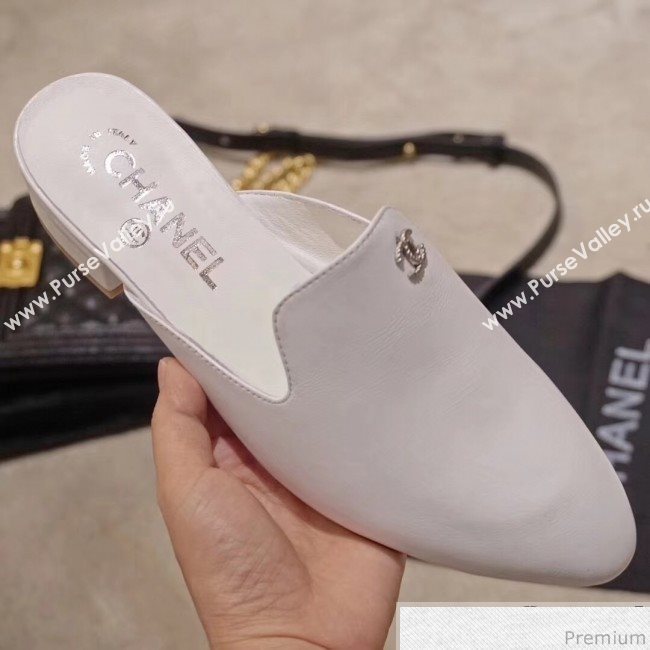 Chanel Flat Mules G34303 White 2019 (DLY-9041010)