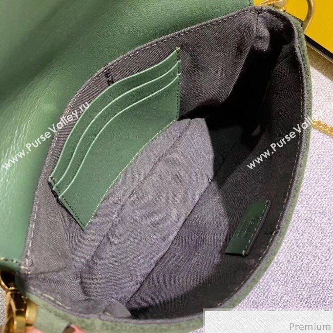 Fendi Small Baguette Suede Shoulder Bag Green 2019 (AFEI-9041275)