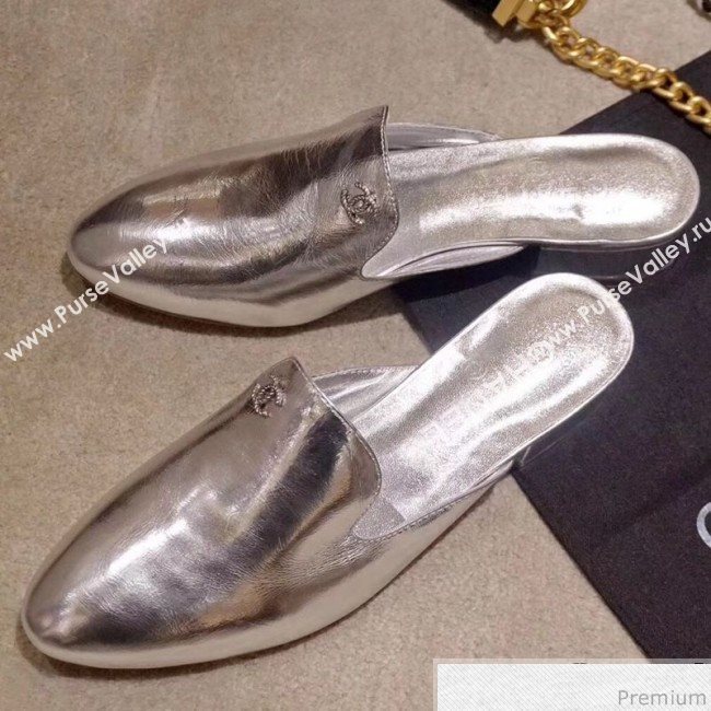 Chanel Flat Mules G34303 Silver 2019 (DLY-9041011)