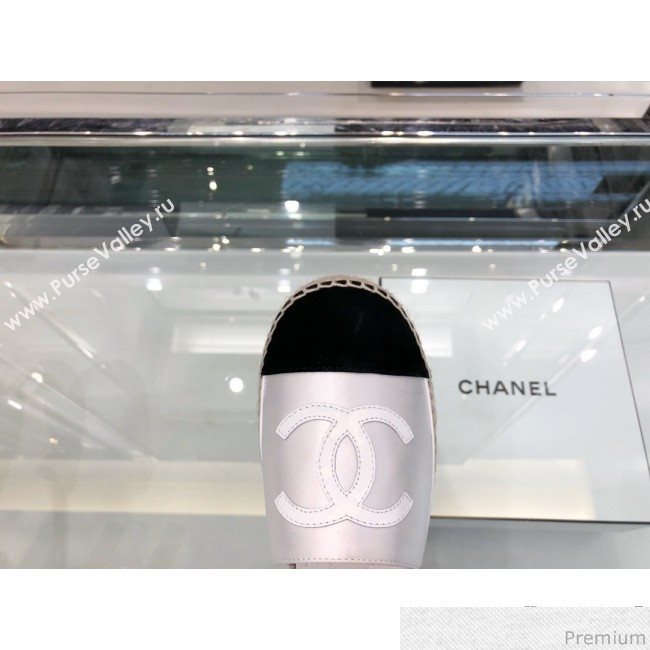 Chanel Fabric and Leather Slingback Lace-up Espadrilles Silver/Black 2019 (XO-9031126)