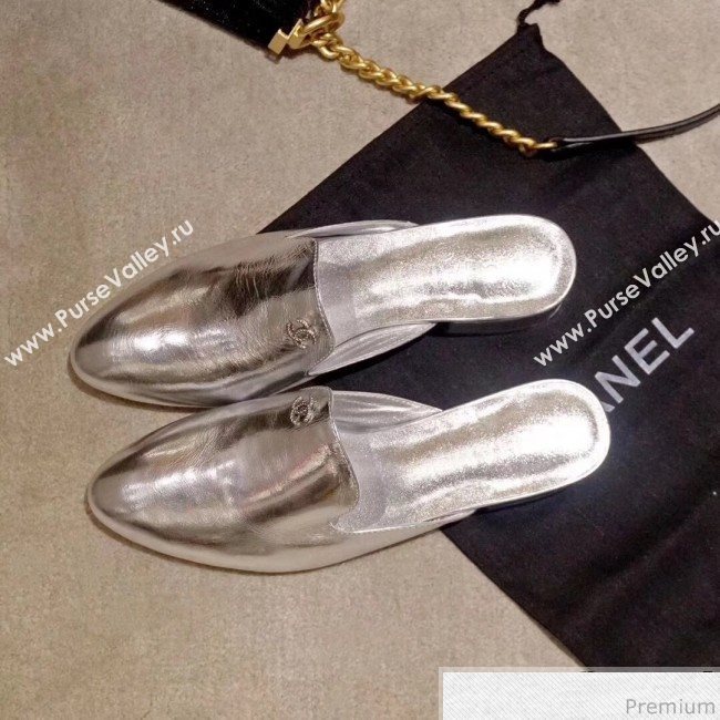 Chanel Flat Mules G34303 Silver 2019 (DLY-9041011)