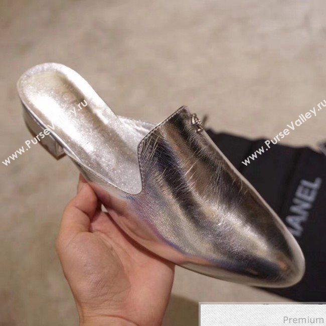 Chanel Flat Mules G34303 Silver 2019 (DLY-9041011)