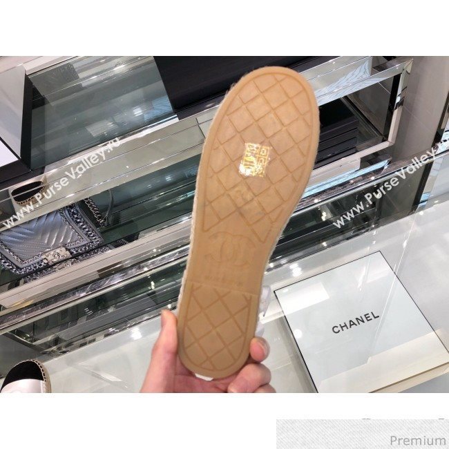 Chanel Fabric and Leather Slingback Lace-up Espadrilles Silver/Black 2019 (XO-9031126)