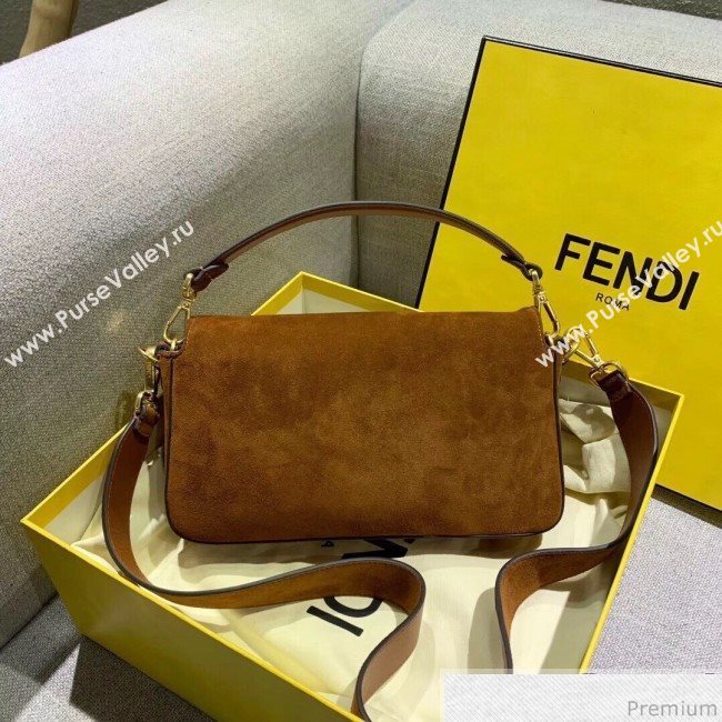 Fendi Medium Baguette Suede Shoulder Bag Brown 2019 (AFEI-9041277)