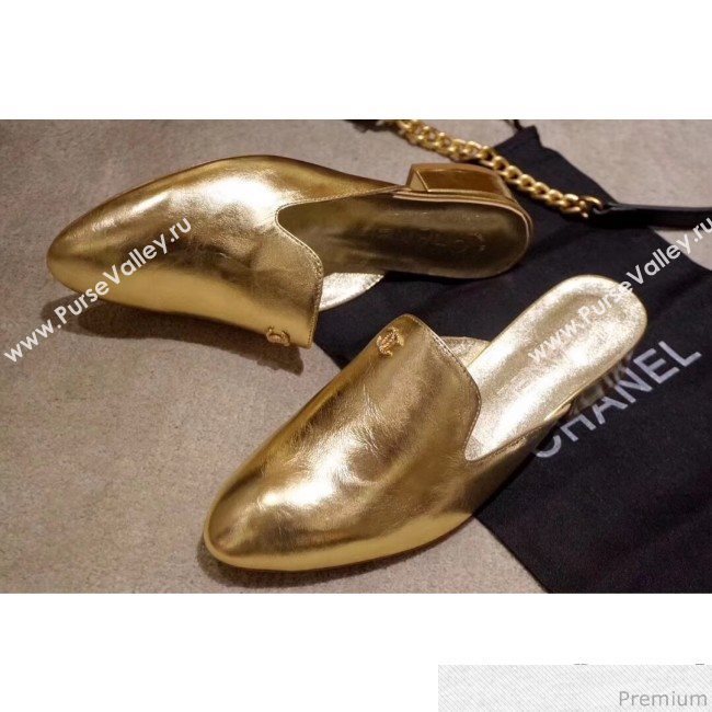 Chanel Flat Mules G34303 Gold 2019 (DLY-9041012)