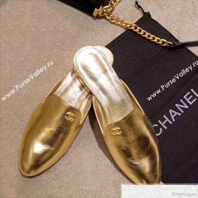 Chanel Flat Mules G34303 Gold 2019 (DLY-9041012)