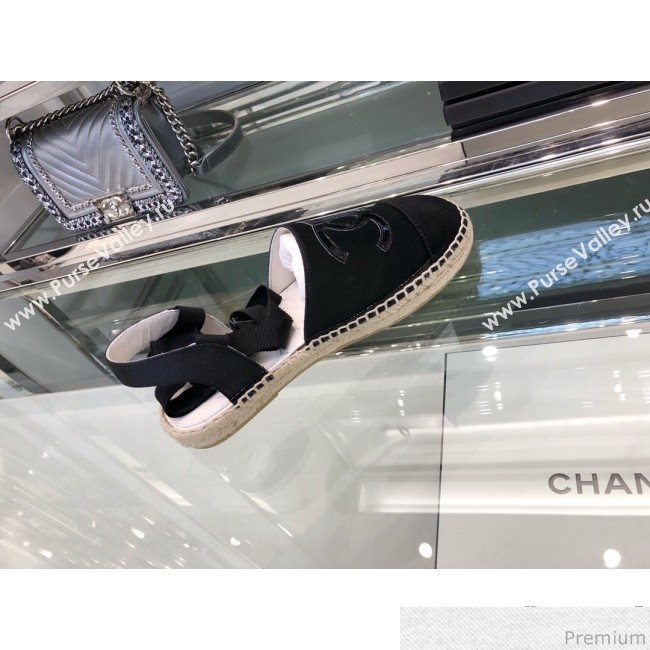 Chanel Fabric Slingback Lace-up Espadrilles Dark Gray 2019 (XO-9031127)