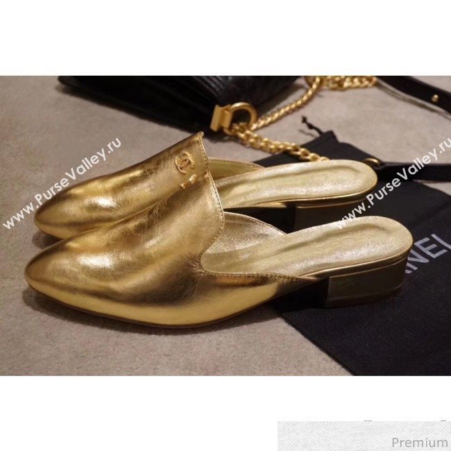 Chanel Flat Mules G34303 Gold 2019 (DLY-9041012)