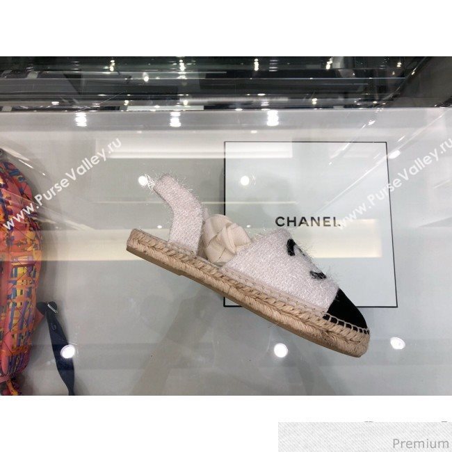 Chanel Fabric Slingback Lace-up Espadrilles Ivory White/Black 2019 (XO-9031125)