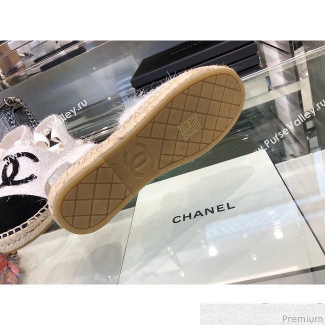 Chanel Fabric Slingback Lace-up Espadrilles Ivory White/Black 2019 (XO-9031125)