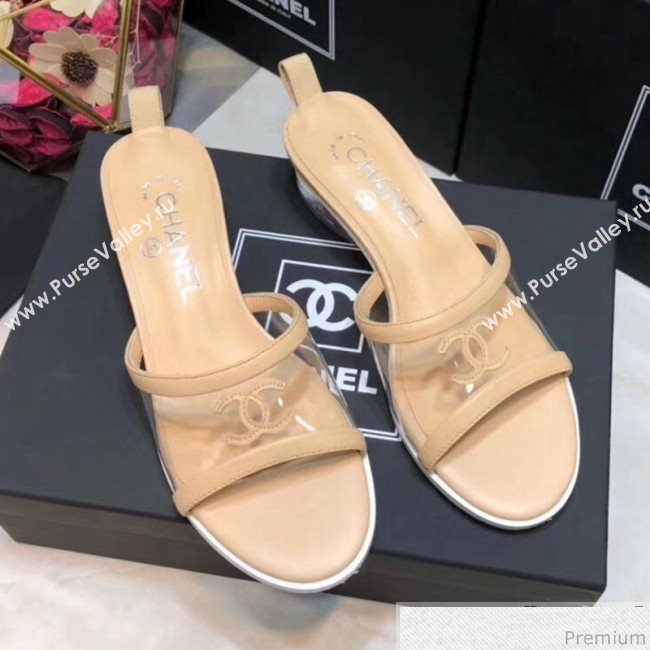 Chanel PVC Heel Mule Sandals G34871 Apricot 2019 (DLY-9041024)