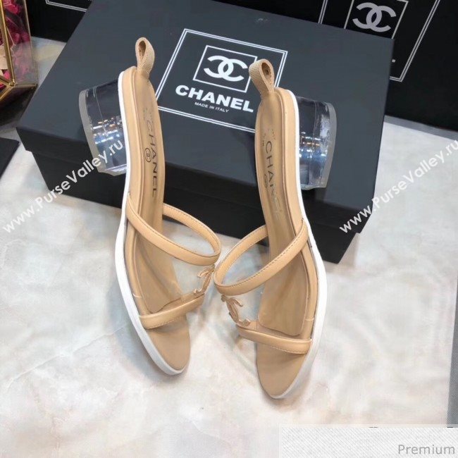 Chanel PVC Heel Mule Sandals G34871 Apricot 2019 (DLY-9041024)