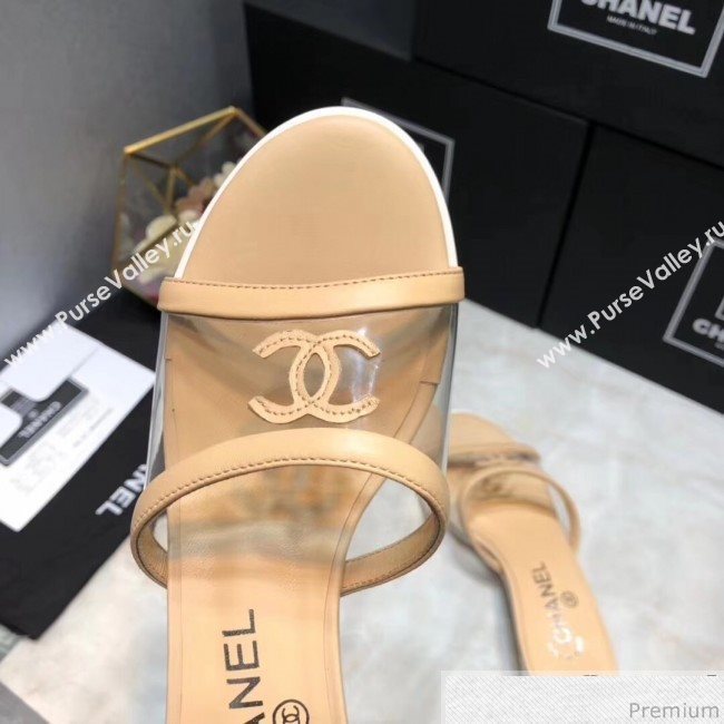 Chanel PVC Heel Mule Sandals G34871 Apricot 2019 (DLY-9041024)