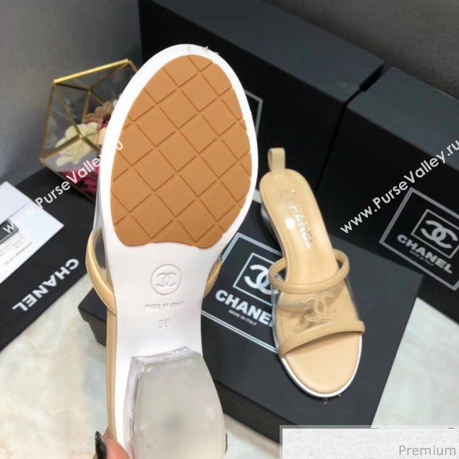Chanel PVC Heel Mule Sandals G34871 Apricot 2019 (DLY-9041024)