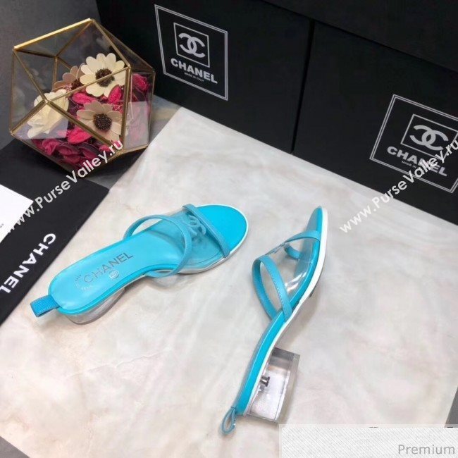 Chanel PVC Heel Mule Sandals G34871 Blue Aqua 2019 (DLY-9041023)