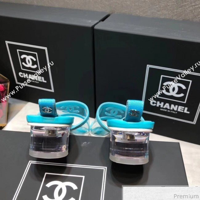 Chanel PVC Heel Mule Sandals G34871 Blue Aqua 2019 (DLY-9041023)