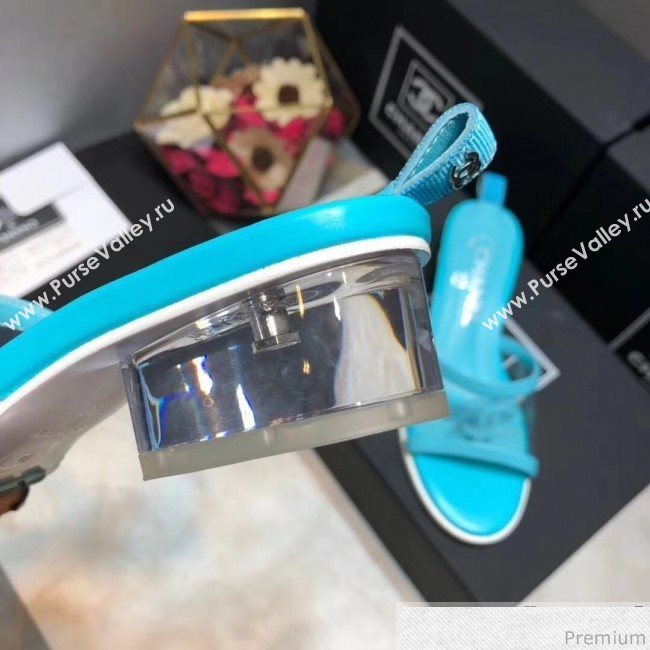 Chanel PVC Heel Mule Sandals G34871 Blue Aqua 2019 (DLY-9041023)