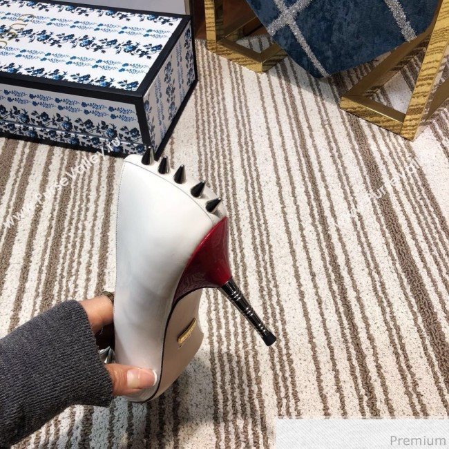 Gucci Leather Spikes Heel Pumps with Bow 549666 White 2019 (DLY-9031133)