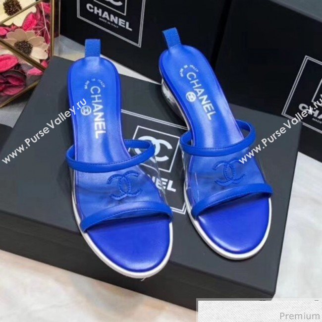 Chanel PVC Heel Mule Sandals G34871 Royal Blue 2019 (DLY-9041022)