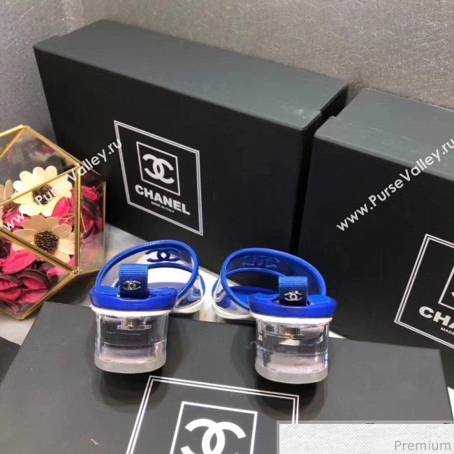 Chanel PVC Heel Mule Sandals G34871 Royal Blue 2019 (DLY-9041022)
