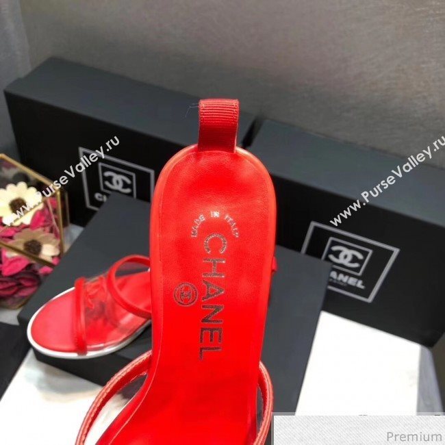 Chanel PVC Heel Mule Sandals G34871 Red 2019 (DLY-9041021)