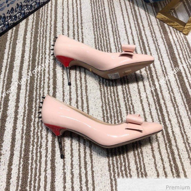 Gucci Leather Spikes Heel Pumps with Bow 549666 Pink 2019 (DLY-9031134)