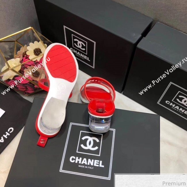 Chanel PVC Heel Mule Sandals G34871 Red 2019 (DLY-9041021)