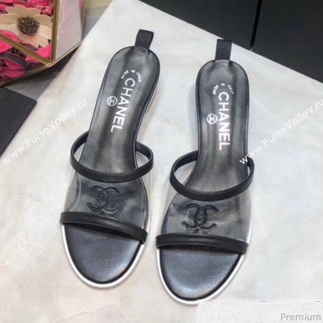 Chanel PVC Heel Mule Sandals G34871 Black 2019 (DLY-9041020)