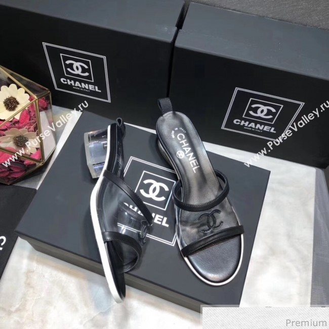 Chanel PVC Heel Mule Sandals G34871 Black 2019 (DLY-9041020)