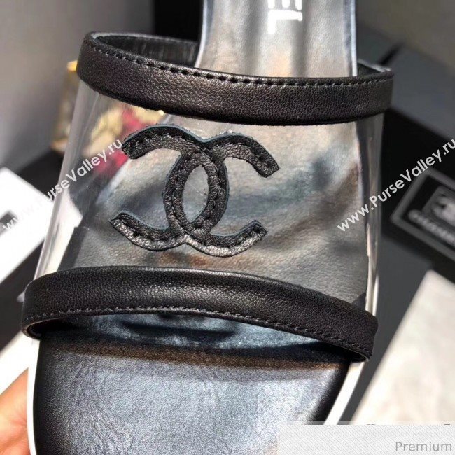 Chanel PVC Heel Mule Sandals G34871 Black 2019 (DLY-9041020)