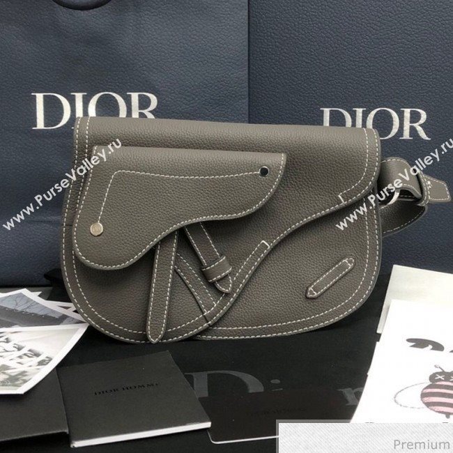 Dior Homme Grained Calfskin Saddle Bag Grey 2019 (WEIP-9041311)