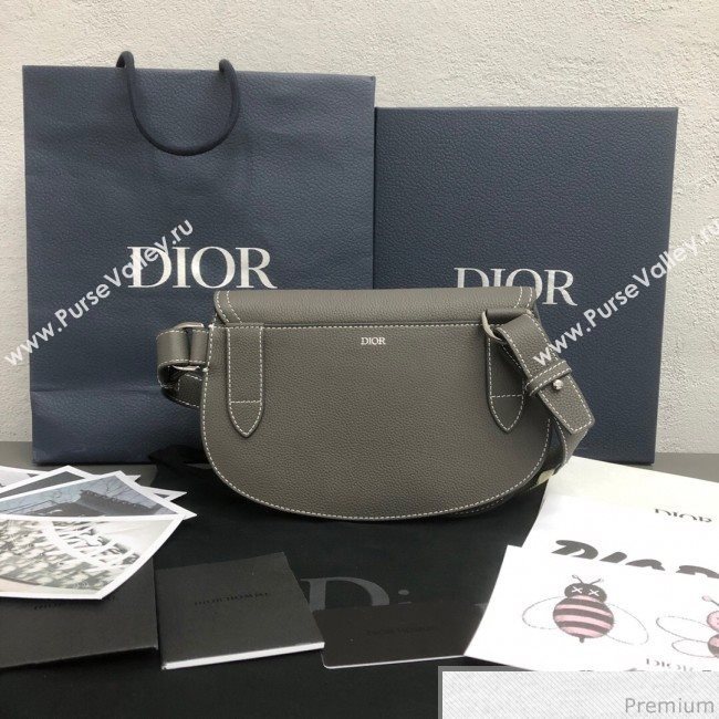 Dior Homme Grained Calfskin Saddle Bag Grey 2019 (WEIP-9041311)