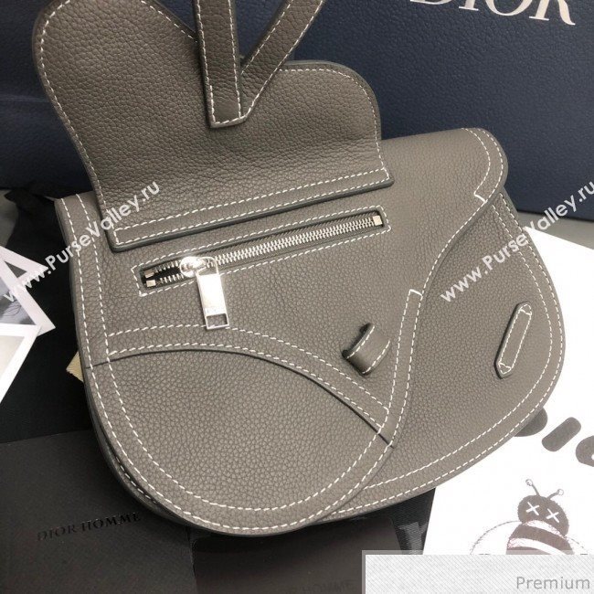 Dior Homme Grained Calfskin Saddle Bag Grey 2019 (WEIP-9041311)