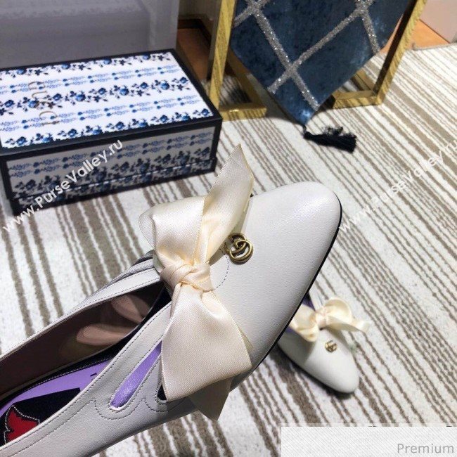 Gucci Cutout Leather Pump with Bow 548855 Vintage White 2019 (DLY-9031141)