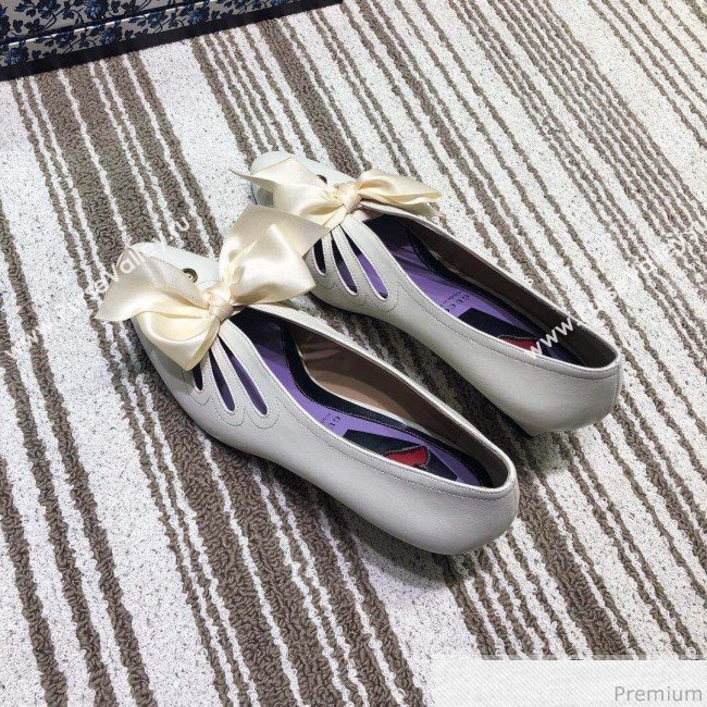 Gucci Cutout Leather Pump with Bow 548855 Vintage White 2019 (DLY-9031141)