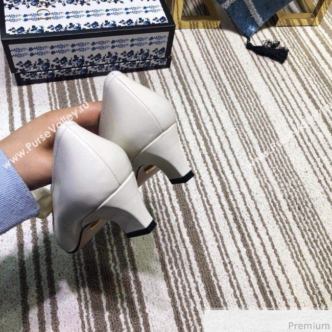 Gucci Cutout Leather Pump with Bow 548855 Vintage White 2019 (DLY-9031141)