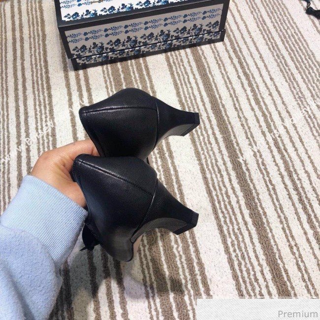 Gucci Cutout Leather Pump with Bow 548855 Vintage Black 2019 (DLY-9031143)