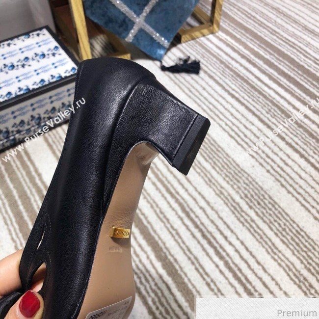 Gucci Cutout Leather Pump with Bow 548855 Vintage Black 2019 (DLY-9031143)