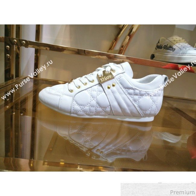 Dior Low-top Sneakers in Cannage Calfskin Leather White/Gold 2019 (DLY-9031145)