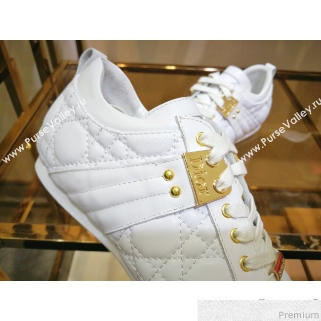 Dior Low-top Sneakers in Cannage Calfskin Leather White/Gold 2019 (DLY-9031145)