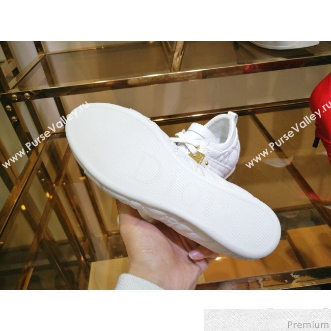Dior Low-top Sneakers in Cannage Calfskin Leather White/Gold 2019 (DLY-9031145)