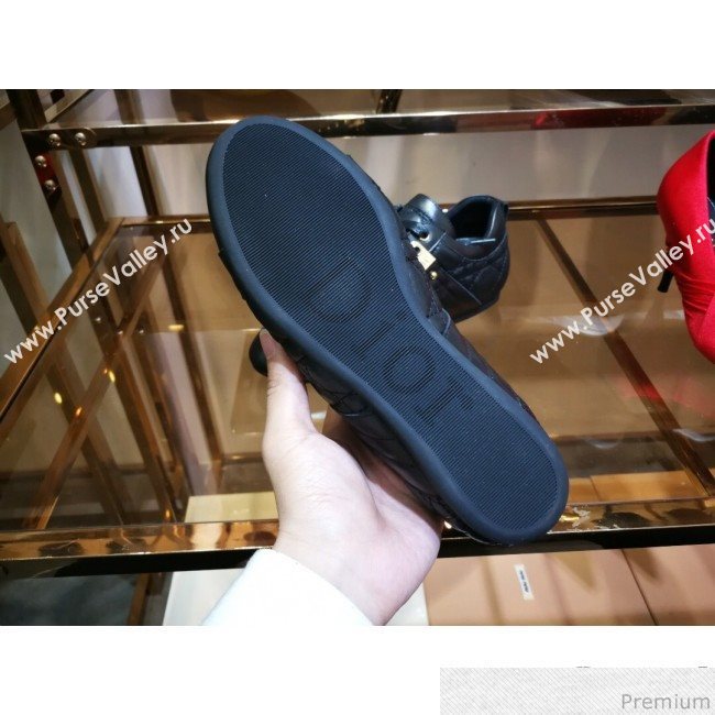 Dior Low-top Sneakers in Cannage Calfskin Leather Black/Gold 2019 (DLY-9031147)