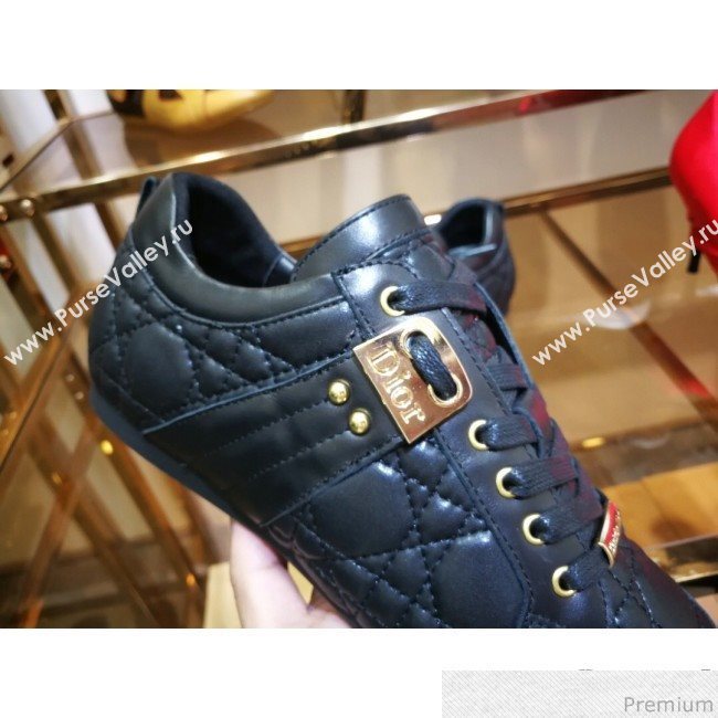 Dior Low-top Sneakers in Cannage Calfskin Leather Black/Gold 2019 (DLY-9031147)