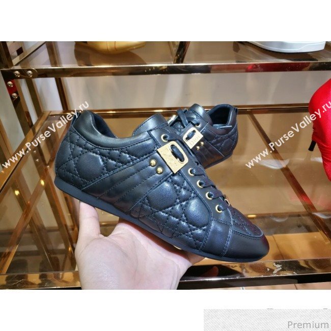 Dior Low-top Sneakers in Cannage Calfskin Leather Black/Gold 2019 (DLY-9031147)