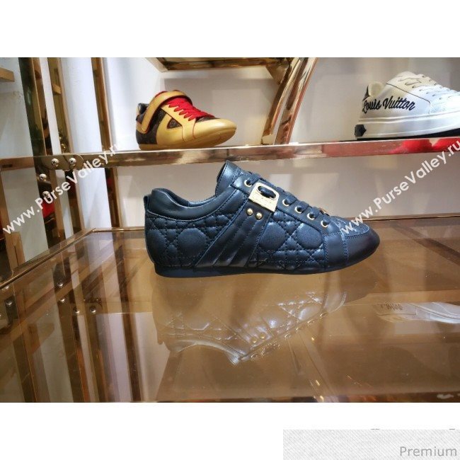 Dior Low-top Sneakers in Cannage Calfskin Leather Black/Gold 2019 (DLY-9031147)
