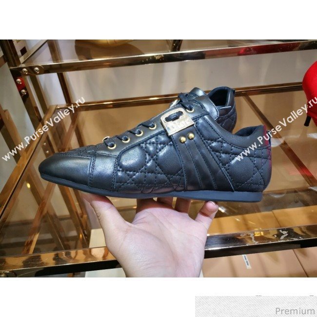 Dior Low-top Sneakers in Cannage Calfskin Leather Black/Gold 2019 (DLY-9031147)